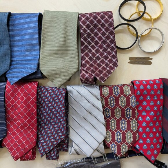 Menswear Accessories Bundle Isaia Brooks Brothers Ties Pocket Squares Cufflinks - Picture 3 of 15